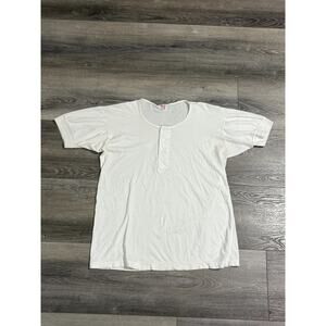 Vintage 80s Tropical De Hilo Blank White Henley Shirt Retro - Men’s Medium